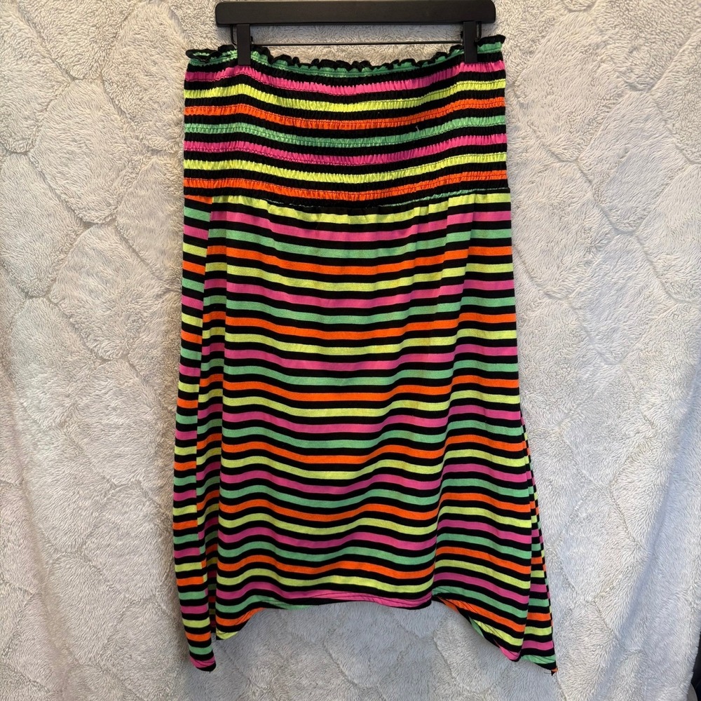 Joe Boxer Y2K Neon‎ Rainbow Stripe Tube Dress XL Mall Goth Scenecore Emo 2000s - Picture 2 of 9